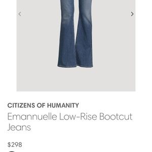 Citizen of humanity low rise bootcut jeans